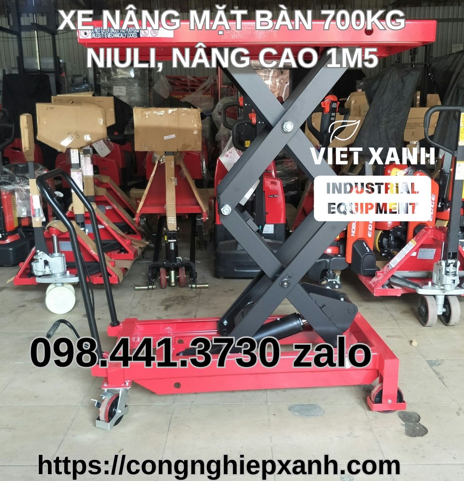 Xe nâng bàn 700kg nâng cao 1m5