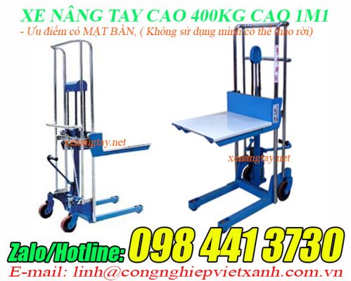Xe nâng tay cao 400kg cao 1m1 Khuyến mãi