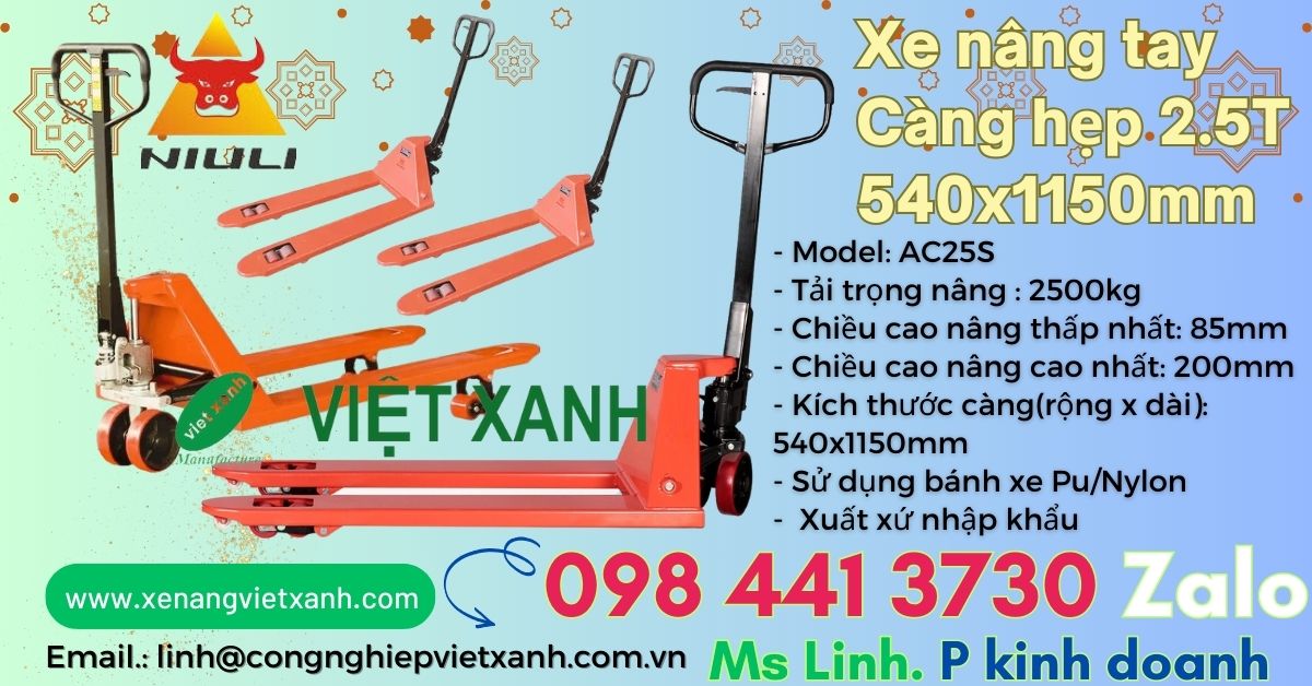 Xe nâng tay hẹp 540x1150mm