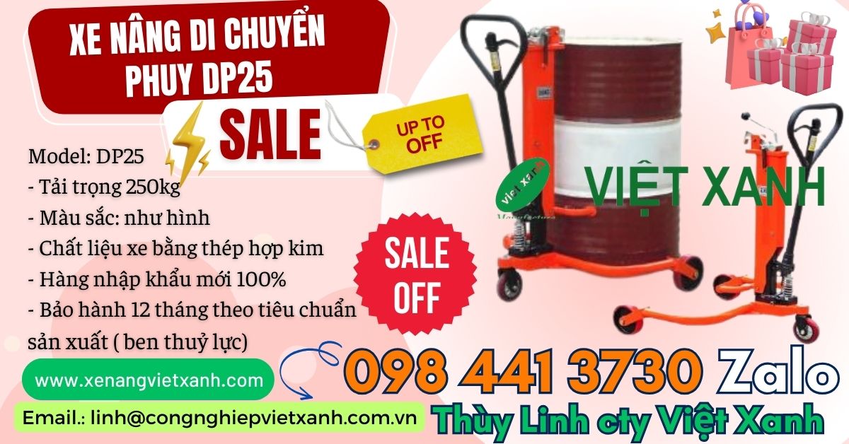 Xe nâng di chuyển kéo phuy DP25